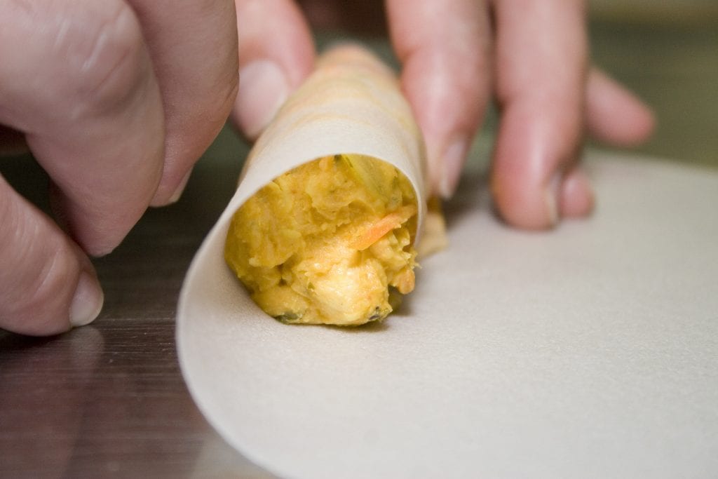 Rolling the Thai Chicken Spring roll